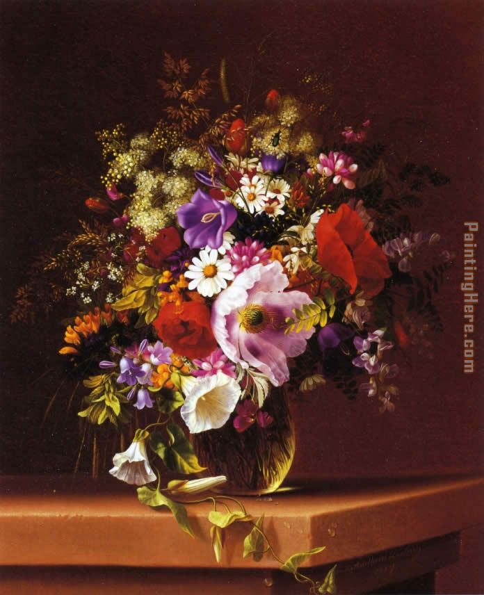 Wildflowers in a Glass Vase painting - Adelheid Dietrich Wildflowers in a Glass Vase art painting